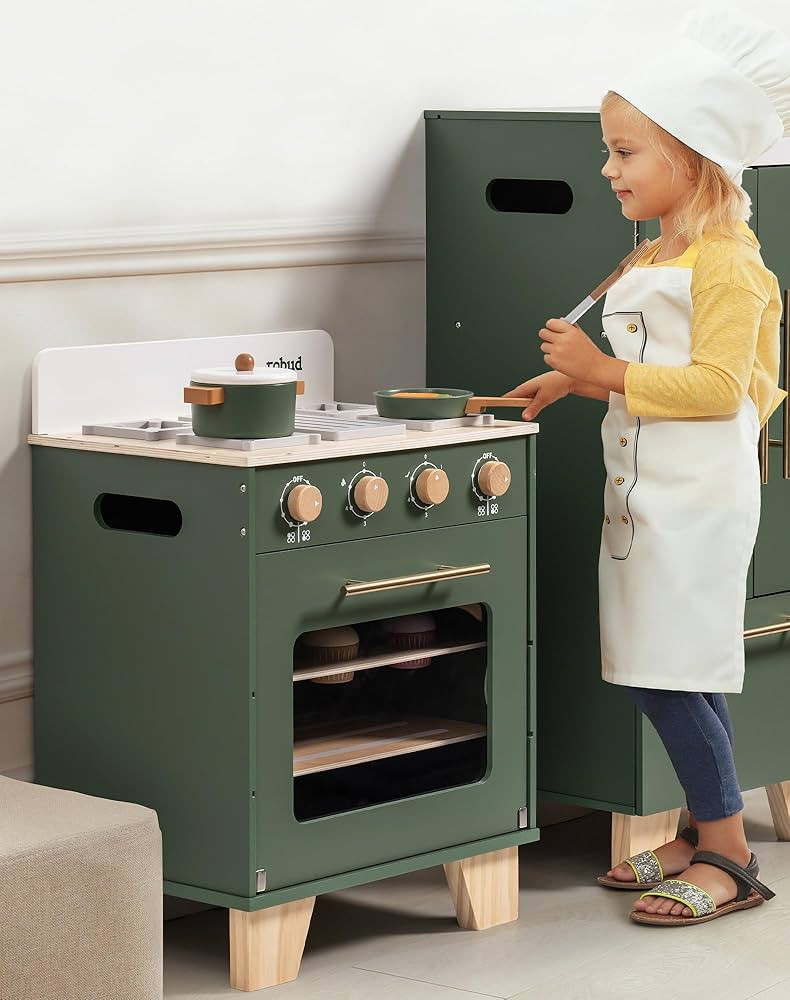 ROBUD Vintage Wooden Toy Kitchen Oven for Kids, Pretend Play Oven with Push-Pull Baking Tray, Rea... | Amazon (US)