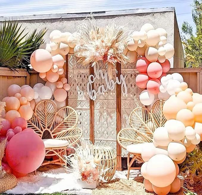 Dusty Rose Pink Nude Peach Neutral Brown Ivory White Boho Balloons Balloon Garland Kit, Boho Neut... | Amazon (US)