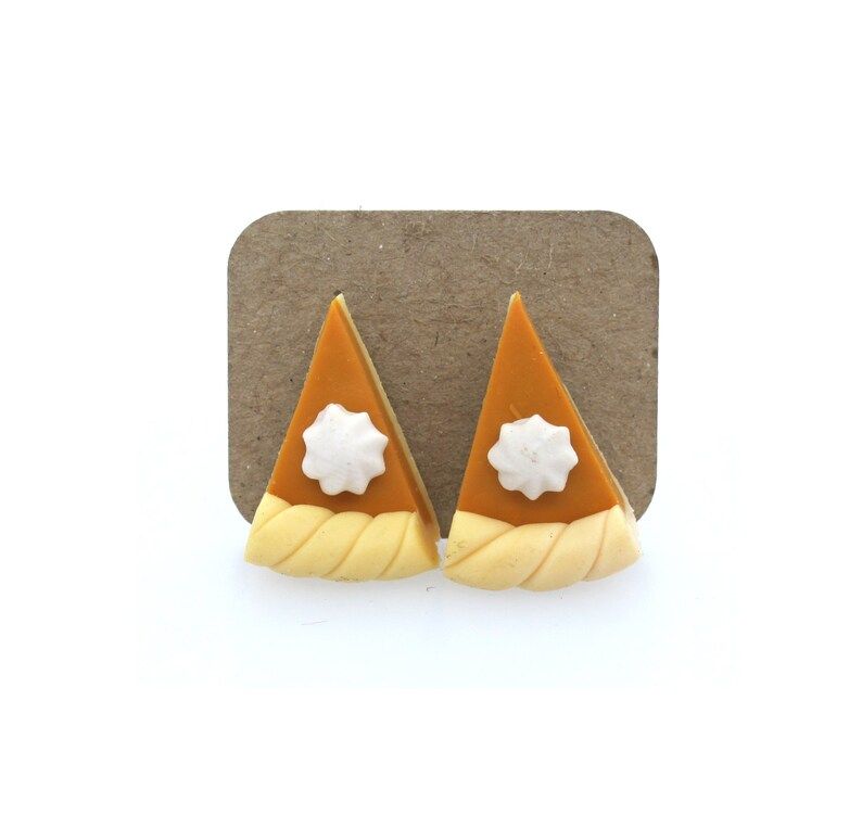 Pumpkin Pie Polymer Clay Stud Earrings (Braided Crust Edge) | Etsy (US)