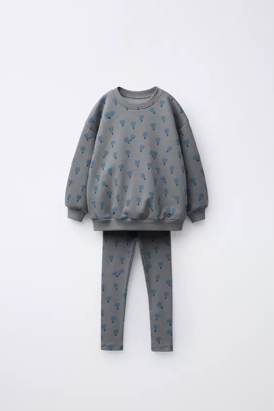 PRINTED RIB SWEATSHIRT AND LEGGING SET | Zara US