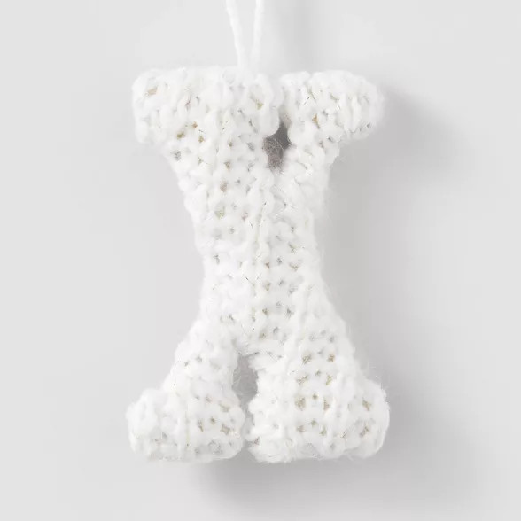 Chunky Knit  Monogram Christmas Tree Ornament White/Gold  - Wondershop™ | Target