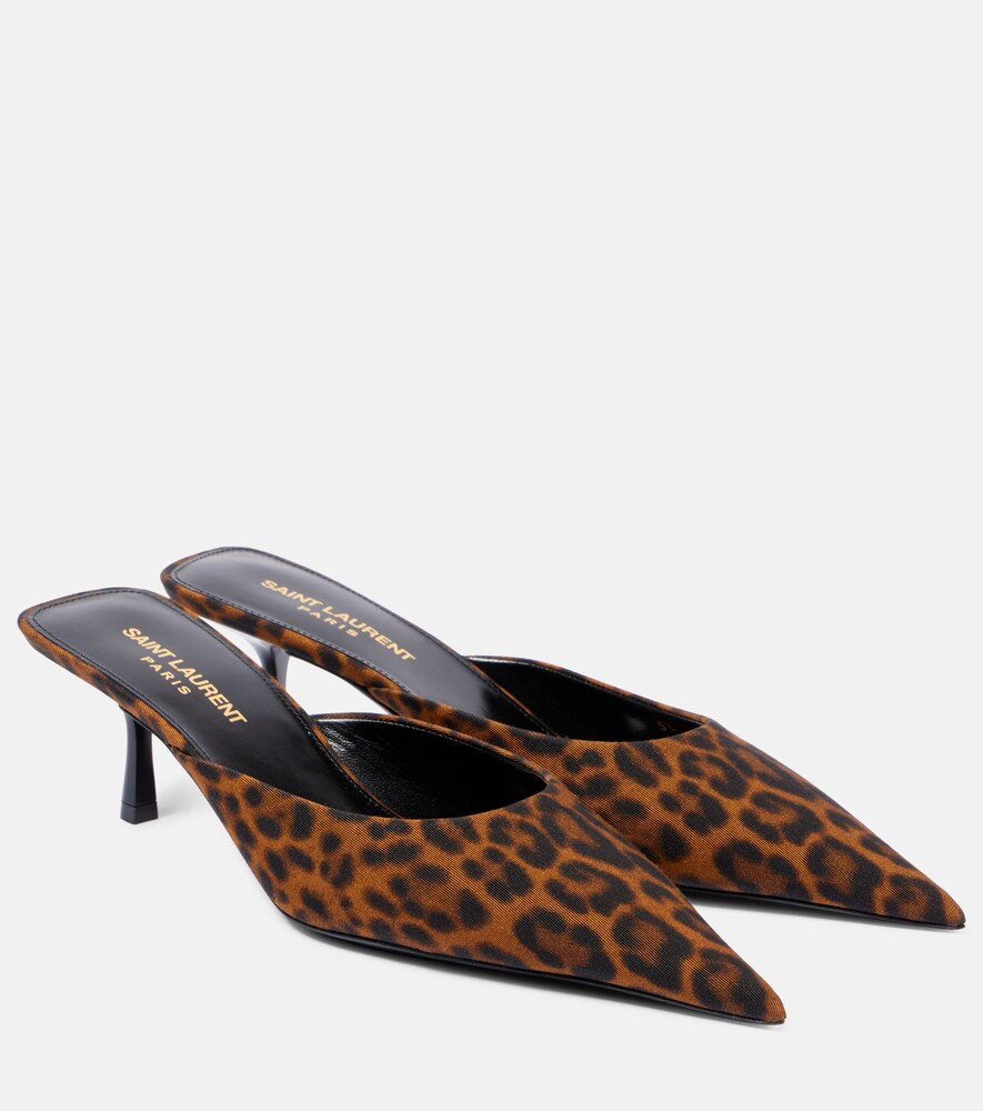 Saint Laurent Barbara 55 leopard-print grosgrain mules | Mytheresa (US/CA)