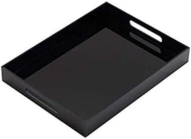 BBA SUNRISE I Black Acrylic Serving Tray 16" x 12" w/Handles, Decorative Tray for Indoors&Outdoor... | Amazon (US)