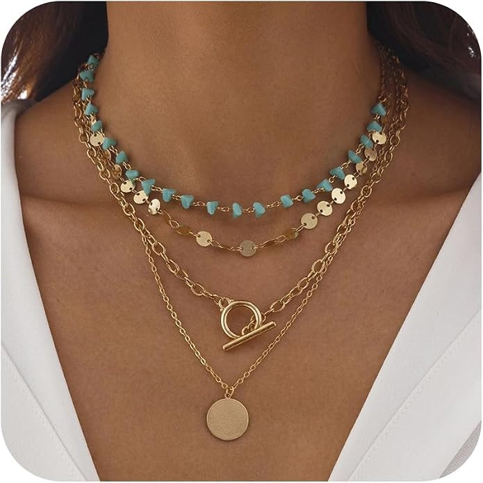 Layered Western Necklaces for Women Western Boho Country Necklaces Trendy Gold Layered Neck-laces... | Amazon (US)