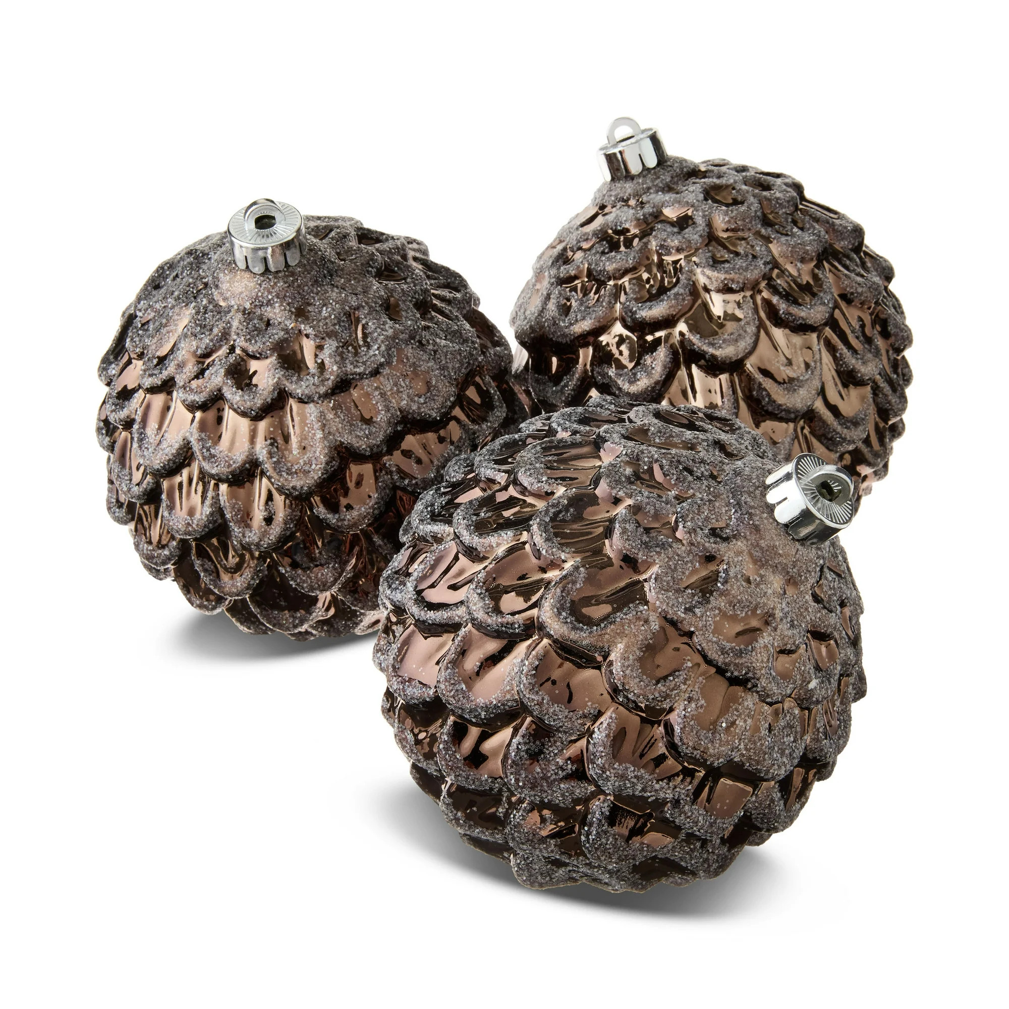 4-Count Brown Pinecone Textured Shatterproof Christmas Ornaments, 5.9 in, by Holiday Time | Walmart (US)