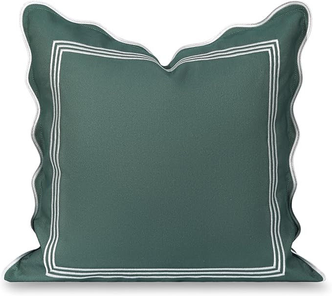 Hofdeco Premium Coastal Grandmillennial Scalloped Patio Indoor Outdoor Throw Pillow Cover Only, 2... | Amazon (US)