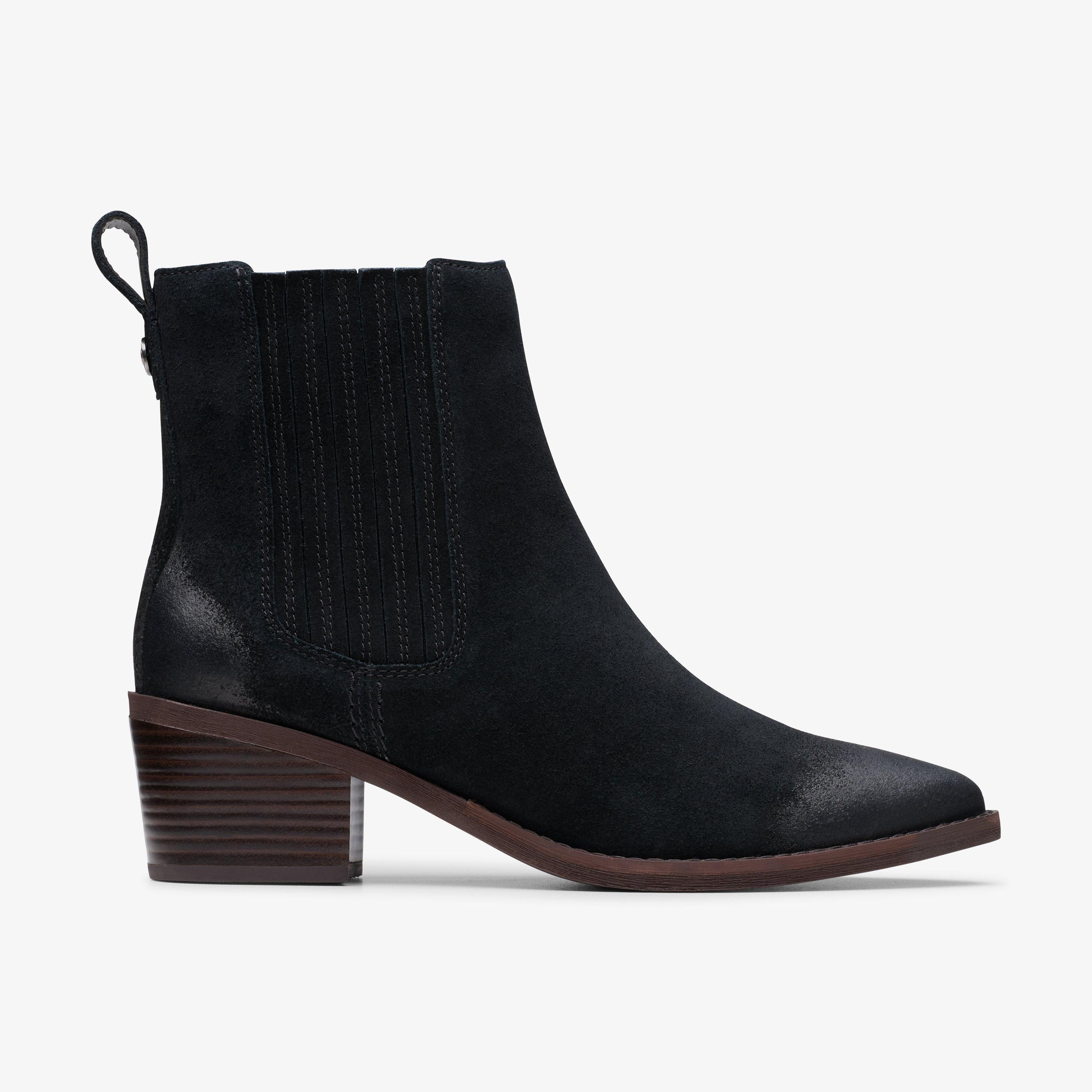 Womens Morzine Top Black Suede Chelsea Boots | Clarks US | Clarks (US)