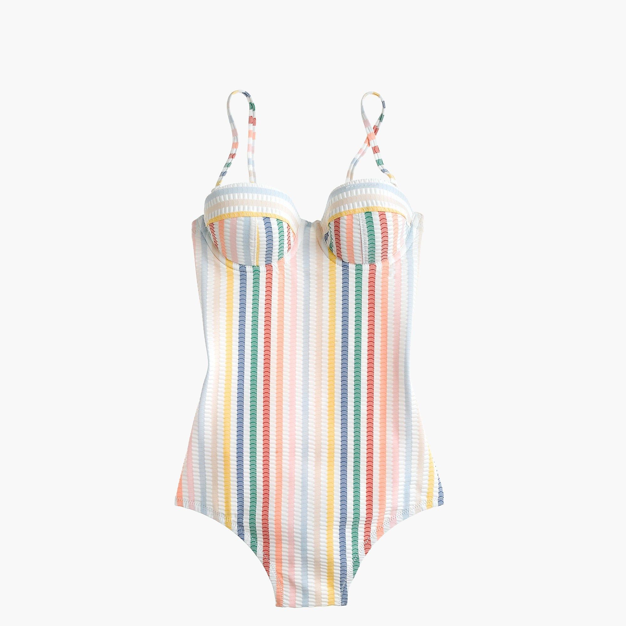 Underwire one-piece swimsuit in suckered rainbow stripe | J.Crew US
