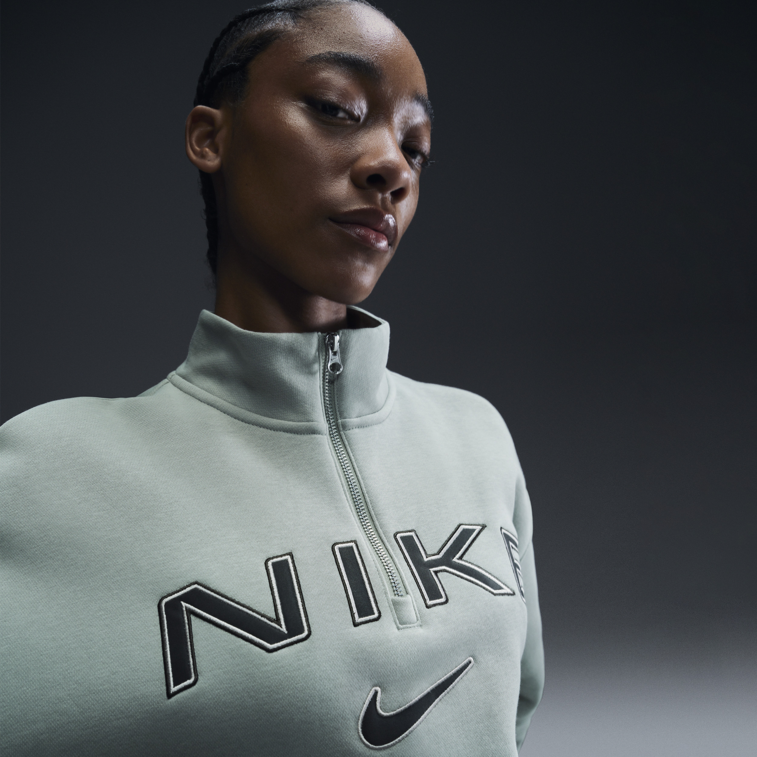 Women's Nike Sportswear Phoenix Fleece Oversized 1/4-Zip Logo Top in Green | FV7679-370 | Nike (US)