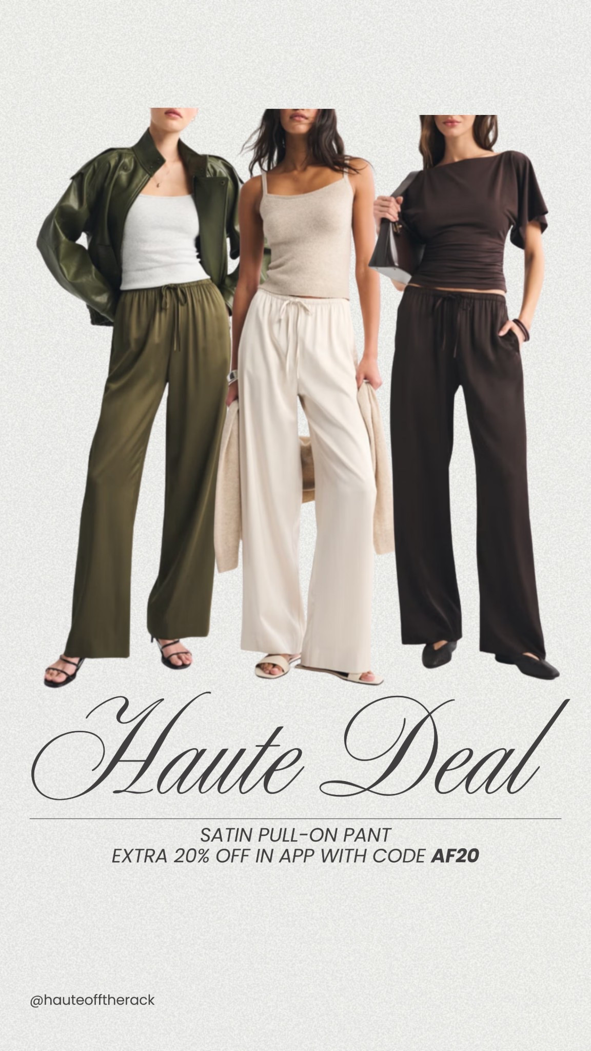 These satin pants come in multiple colors and are currently 20% OFF with code AF20

#abercrombie #satinpants #pants #casualoutfits #workwear

#LTKSaleAlert #LTKSeasonal #LTKWorkwear