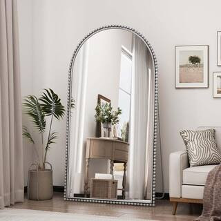 Silver 35.4 in. W x 65.7 in. H Retro Arch Metal Full Length Mirror Standing Mirror Floor Mirror for Living Room, Bedroom | The Home Depot