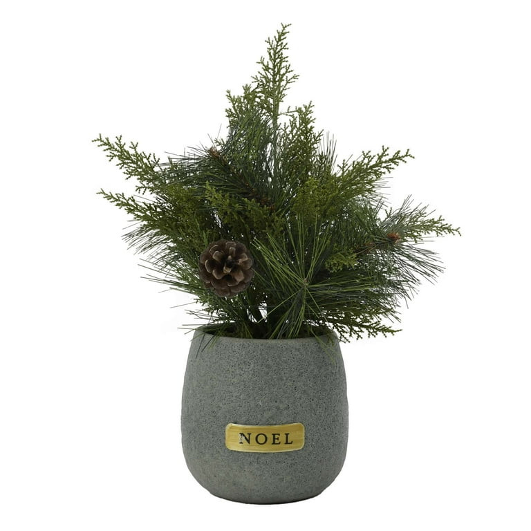 Holiday Time Resin Green 12 Inches Christmas Potted Greenery Decor 1 Piece - Walmart.com | Walmart (US)