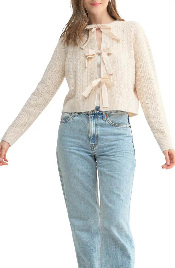 Tie Front Cable Cardigan | Nordstrom