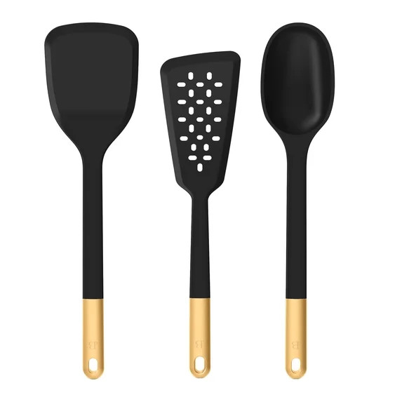 Beautiful 3-Piece Silicone Kitchen Utensil Tool Set, Black Sesame by Drew Barrymore | Walmart (US)