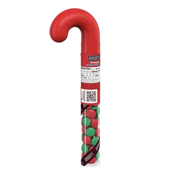 HERSHEY'S, HERSHEY-ETS Candy Coated Milk Chocolate Candy, Christmas, 1.4 oz, Filled Plastic Cane ... | Walmart (US)