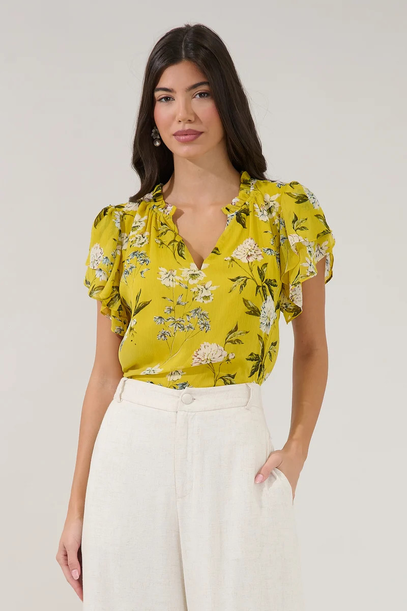 Montie Ruffle Blouse Verisa Floral | Sugarlips