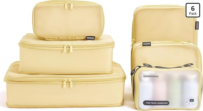 6 Set Compression Packing Cubes for 7–14 Day Travel, Durable Nylon Oxford Luggage Organizers wi... | Amazon (US)