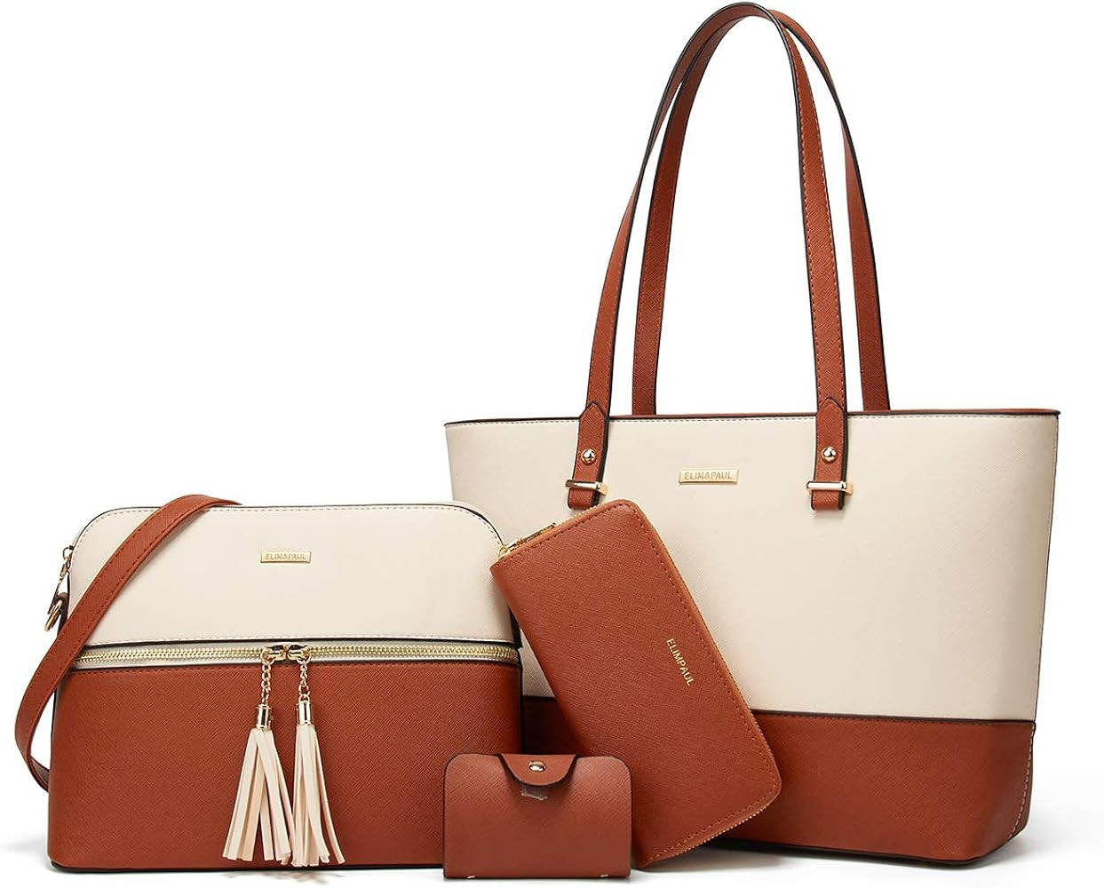 Women Fashion Handbags Wallet Tote Bag Shoulder Bag Top Handle Satchel Purse Set 4pcs | Amazon (US)