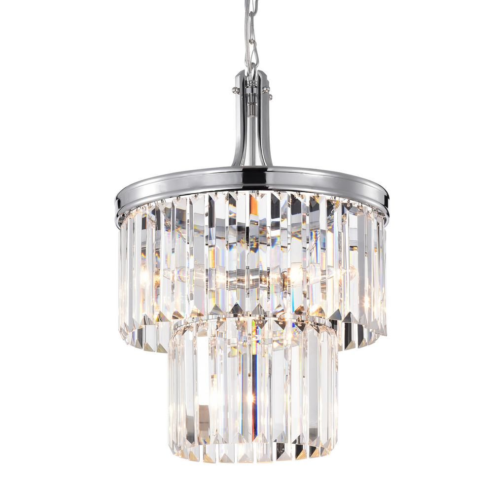 Edvivi 4-Light Chrome Round Chandelier with Colonial Crystals Shade-EPG427CH - The Home Depot | The Home Depot