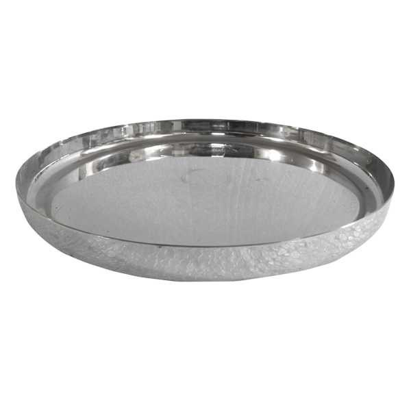 Silver Round Serving Tray, 14", Metallic, sold by At Home | At Home