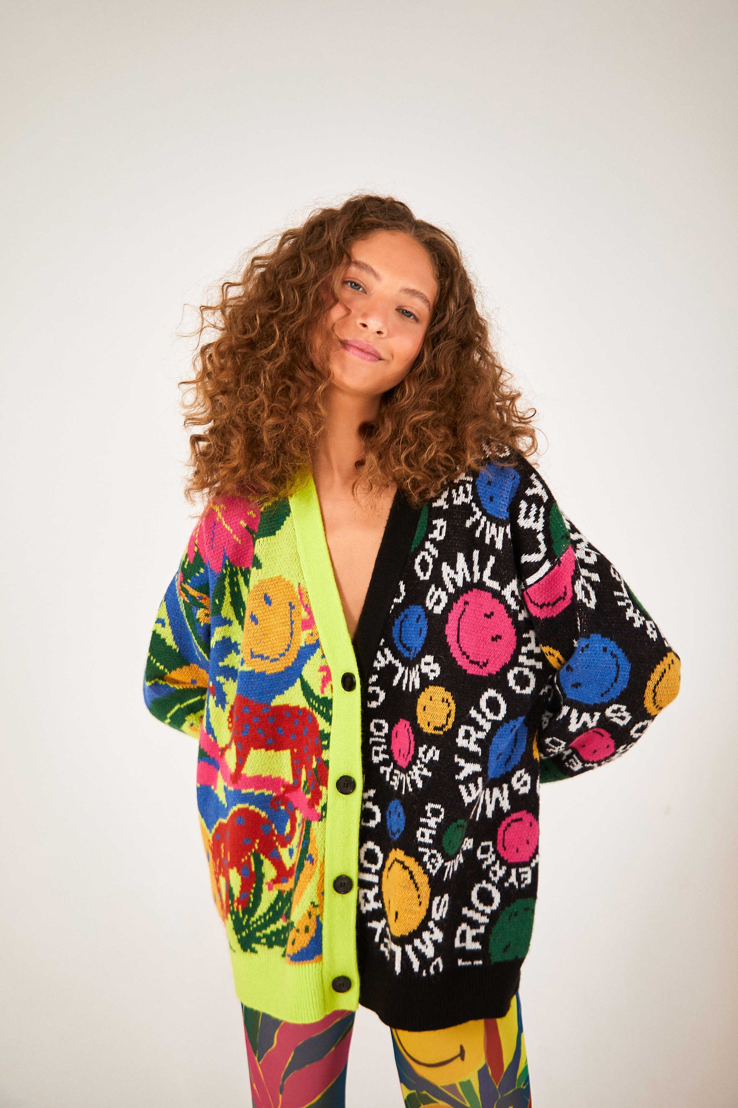Mixed Prints Smiley® Cardigan | FarmRio (US)