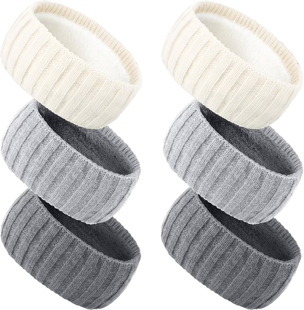 AQOKKA Knit Winter Headbands for Women Fuzzy Wool Fleece Lined Ear Warmers Elastic Turban Crochet... | Amazon (US)