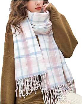 Wander Agio Women's Fashion Scarves Long Shawl Winter Thick Warm Knit Large Plaid Scarf | Amazon (US)