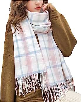 Wander Agio Women's Fashion Scarves Long Shawl Winter Thick Warm Knit Large Plaid Scarf | Amazon (US)