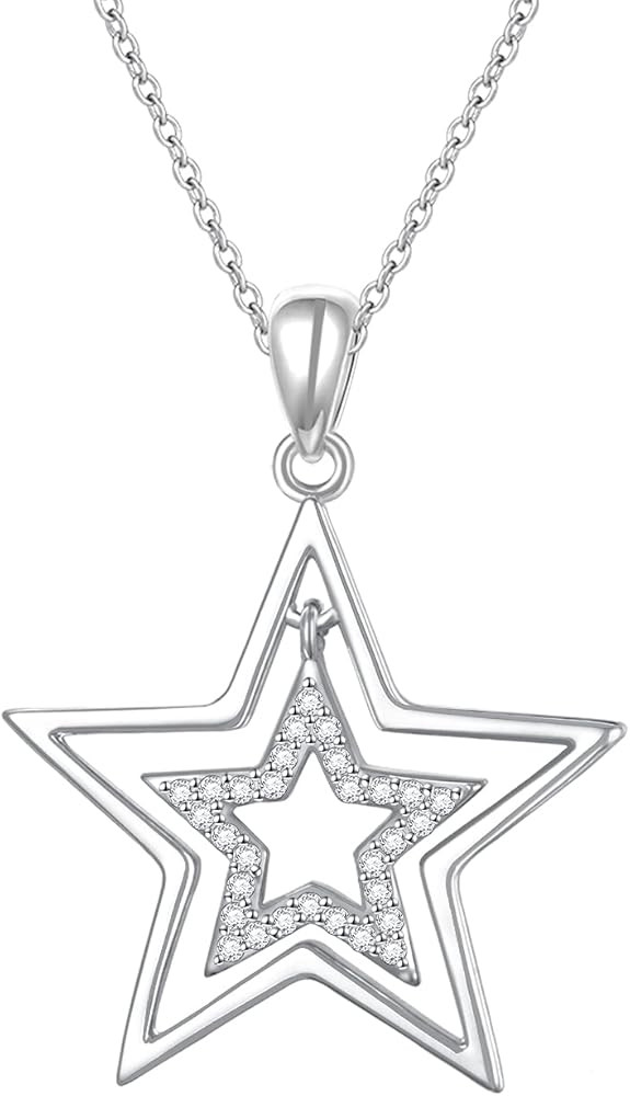 Alphm S925 Sterling Silver Double Stars Y2K Necklace & Earrings Pentagram Pendant Jewelry for Wom... | Amazon (US)