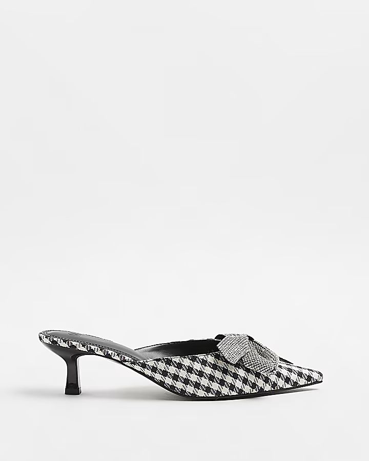 Black gingham heeled court shoes | River Island (UK & IE)