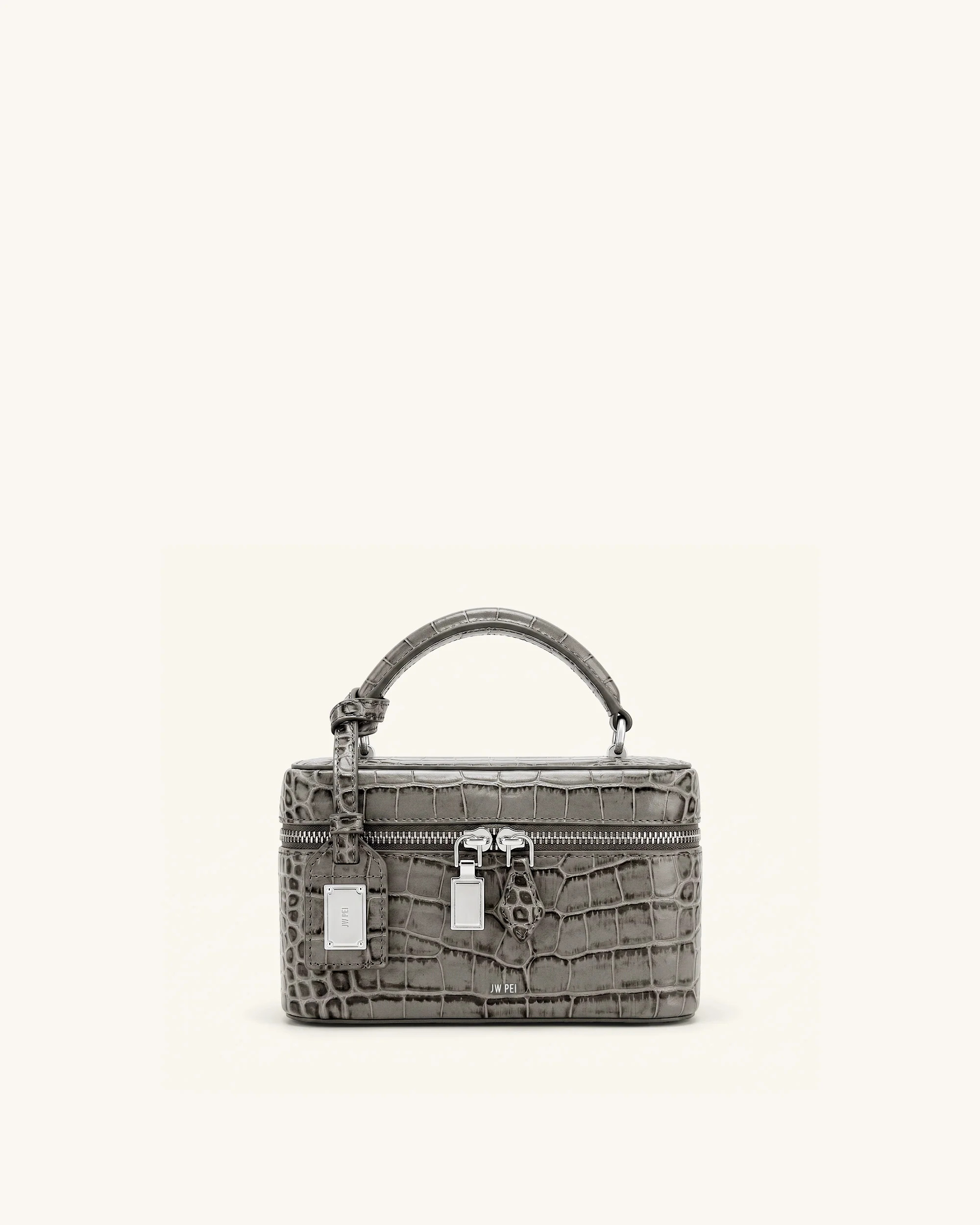 Cleo Box Shape Top Handle Bag - Grey Croc | JW PEI US