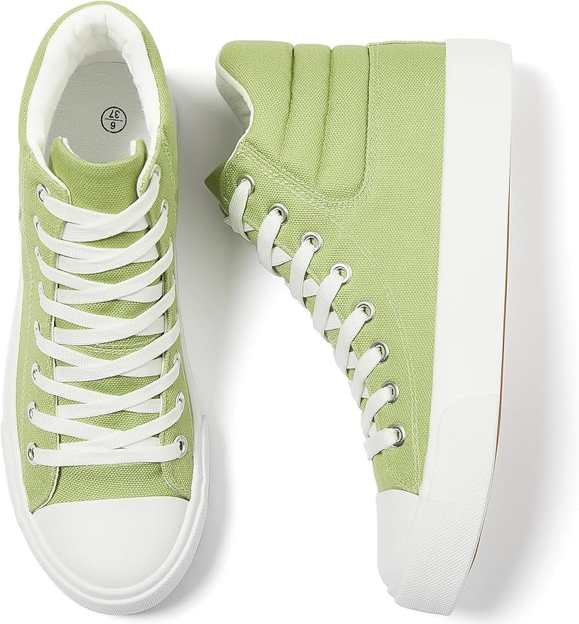 POVOGER High Top Sneakers for Women White Womens High Tops Canvas Shoes Black Fashion Sneakers Ca... | Amazon (US)