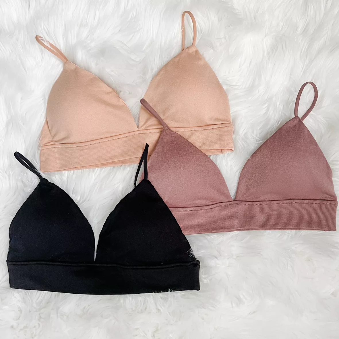 INIBUD Bralette for Women Triangle Cups Removable Padded Wire Free Pull On  Closure : : Clothing, Shoes & Accessories