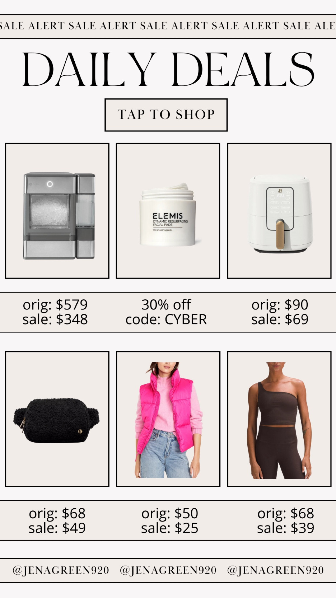 Daily Deals | Deals of the Day | Puffer Vest | Lululemon | Nugget Ice Maker | Elemis Dynamic Resurfacing Pads | Sherpa Belt Bag 

#LTKsalealert #LTKSeasonal #LTKfindsunder100