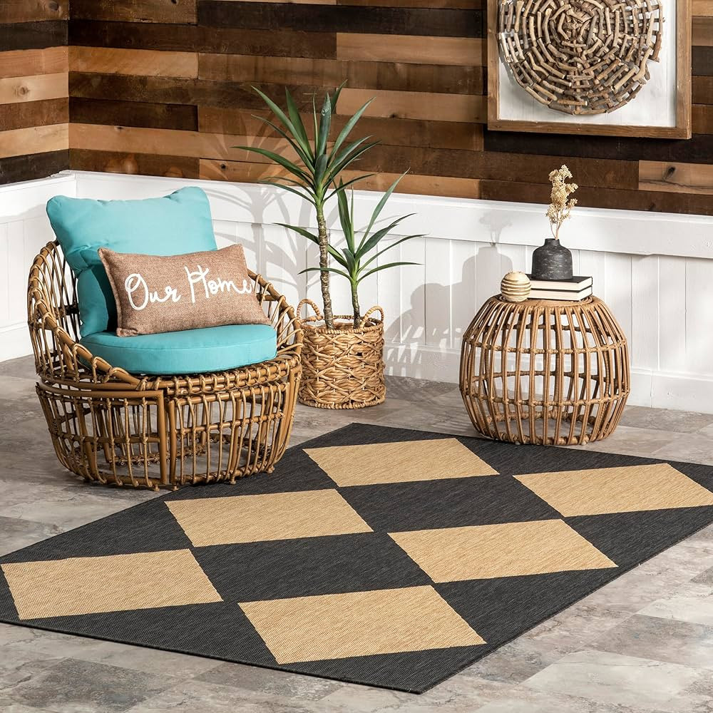 nuLOOM Loretta Transitional Diamond Indoor/Outdoor Area Rug, 8x10, Dark Grey | Amazon (US)