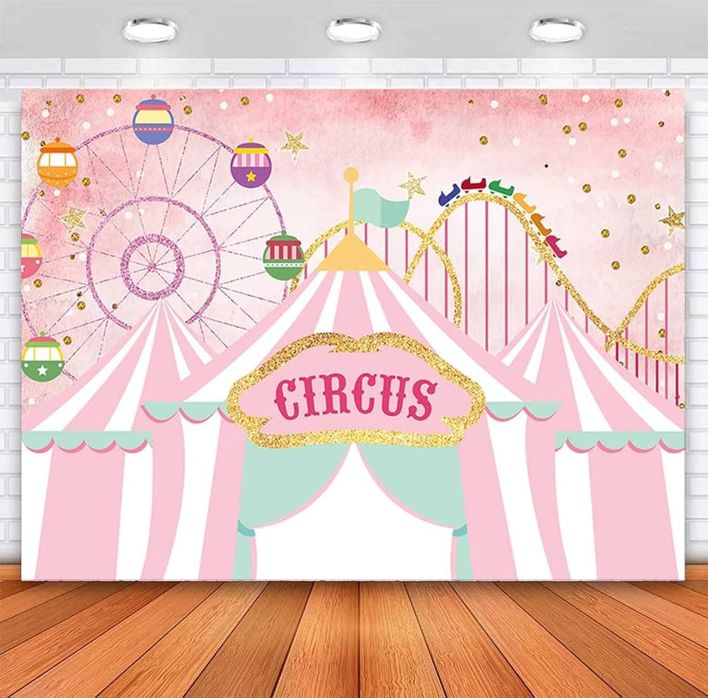 Sensfun Pink Circus Backdrop for Birthday Girls Pastel Tents Carnival Party Banner Glitter Ferris... | Amazon (US)