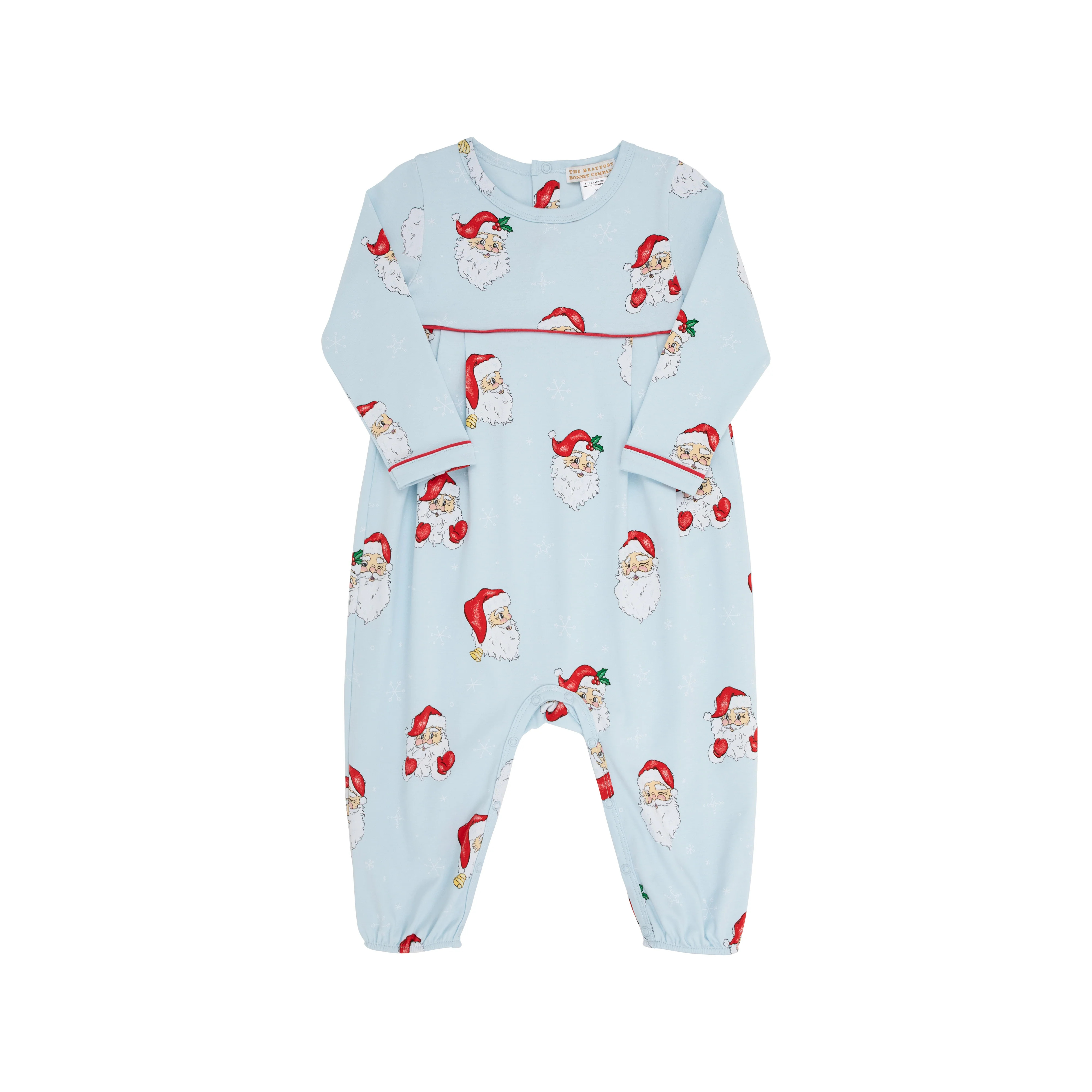 Long Sleeve Bradford Romper - Dear Santa (Buckhead Blue) with Richmond Red | The Beaufort Bonnet Company