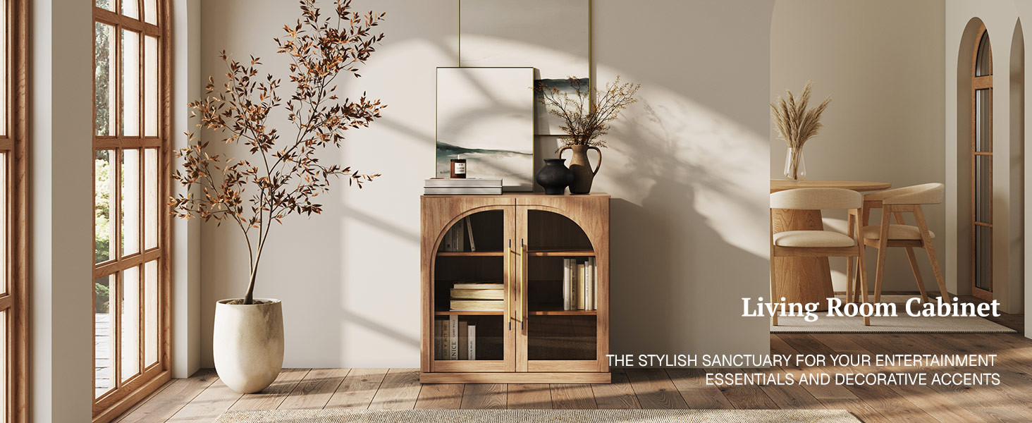 BELLEZE Modular Sideboard with Arched Glass Door, Accent Display Buffet Cabinet with Storage and ... | Amazon (US)