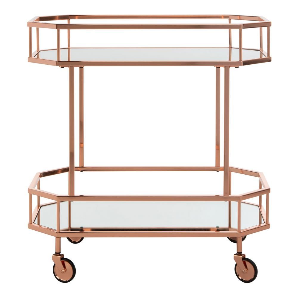 Safavieh Silva 2-Tier Rose Gold Bar Cart, Rose Gold/Mirror | The Home Depot