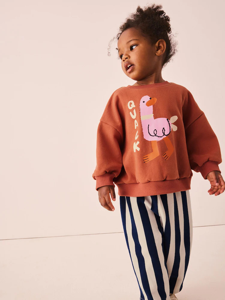 Navy Stripe Duck Long Sleeve Top and Barrel Trousers Set (3mths-7yrs) | Next EU