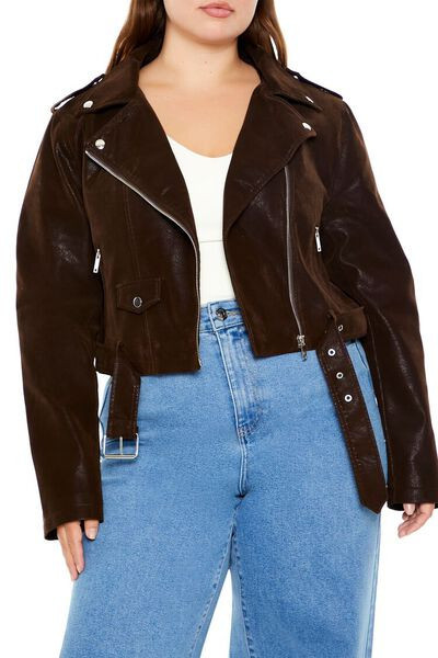 Plus Size Faux Suede Moto Jacket | Forever 21