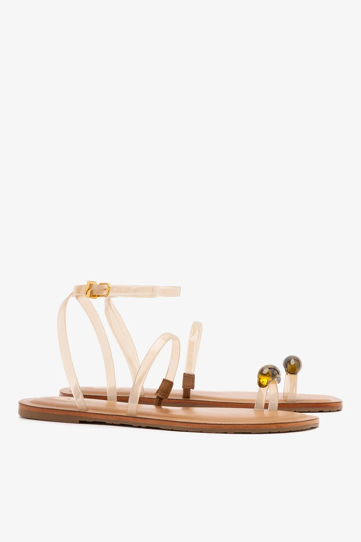 Biarritz Jelly Flat Sandal In Ivory Vinyl | Larroude