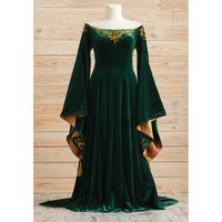 Green Velvet Elven Dress, Fantasy Fairy Wedding Larp Clothing, Ren Faire Dress | Etsy (US)