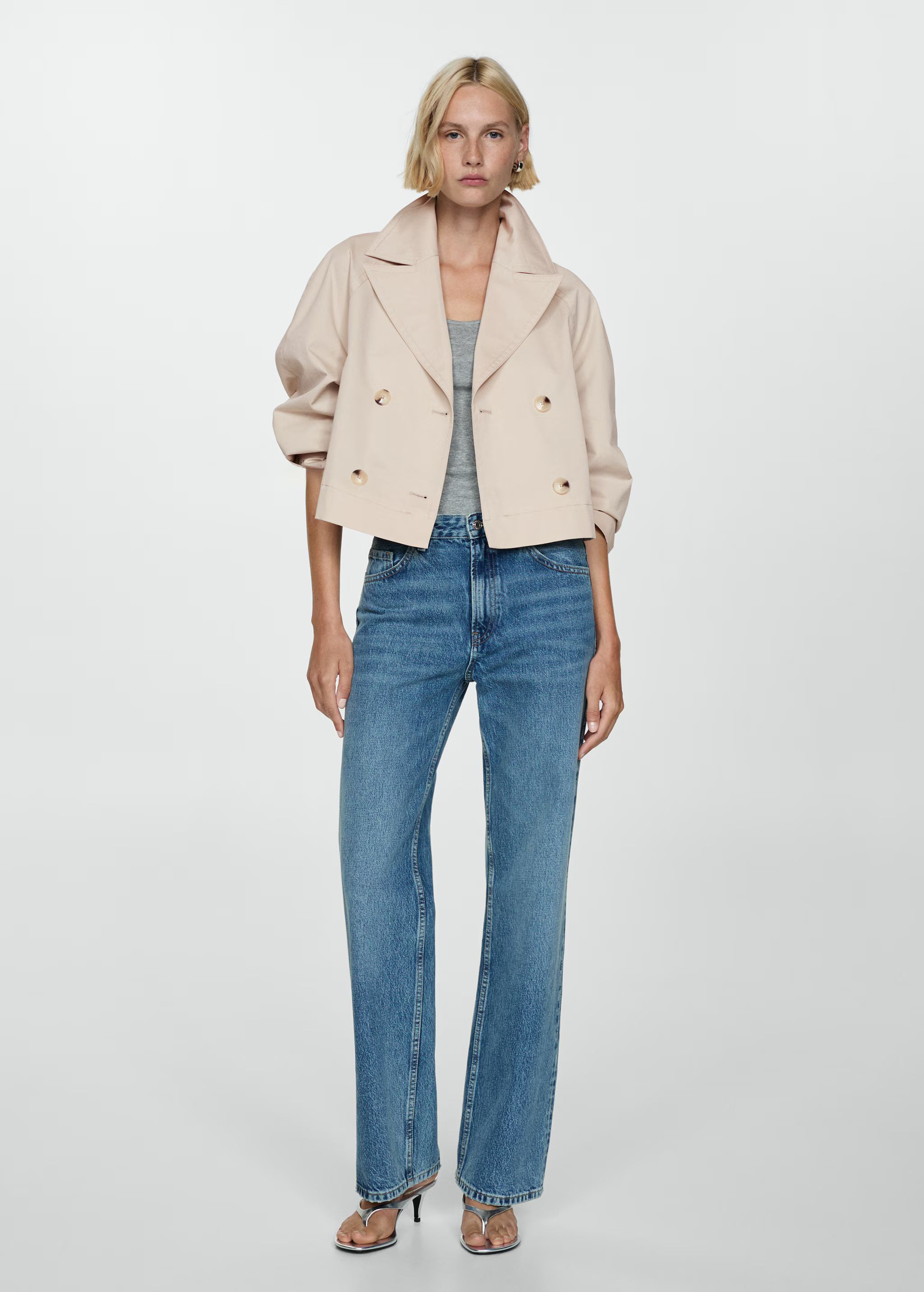 Cropped trench coat with lapels - Woman | MANGO USA | MANGO (US)