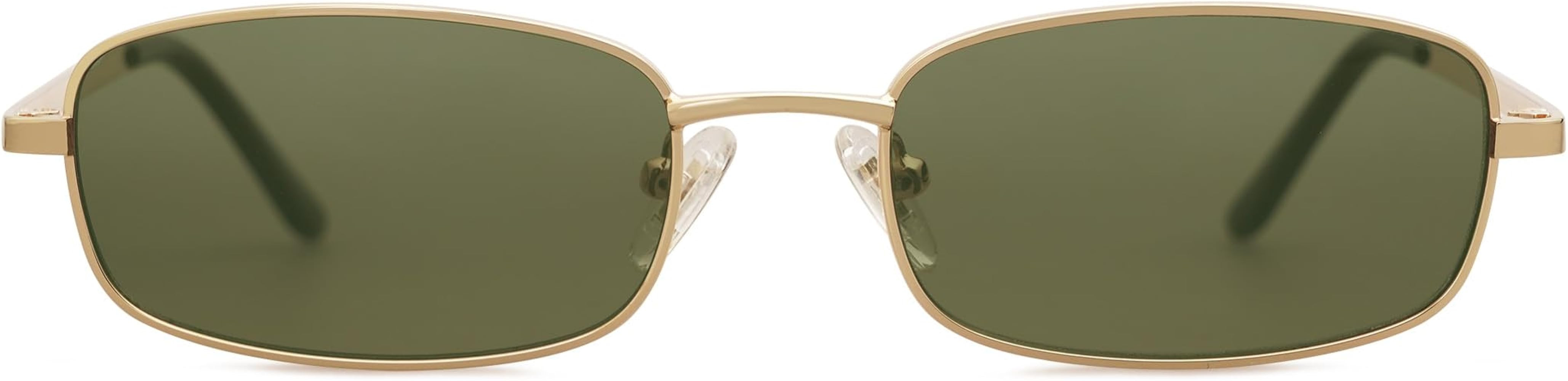 SOJOS Retro Small Y2k Narrow Rectangle Sunglasses 80s 90s Thin Vintage UV400 Sunnies SJ1187 | Amazon (US)