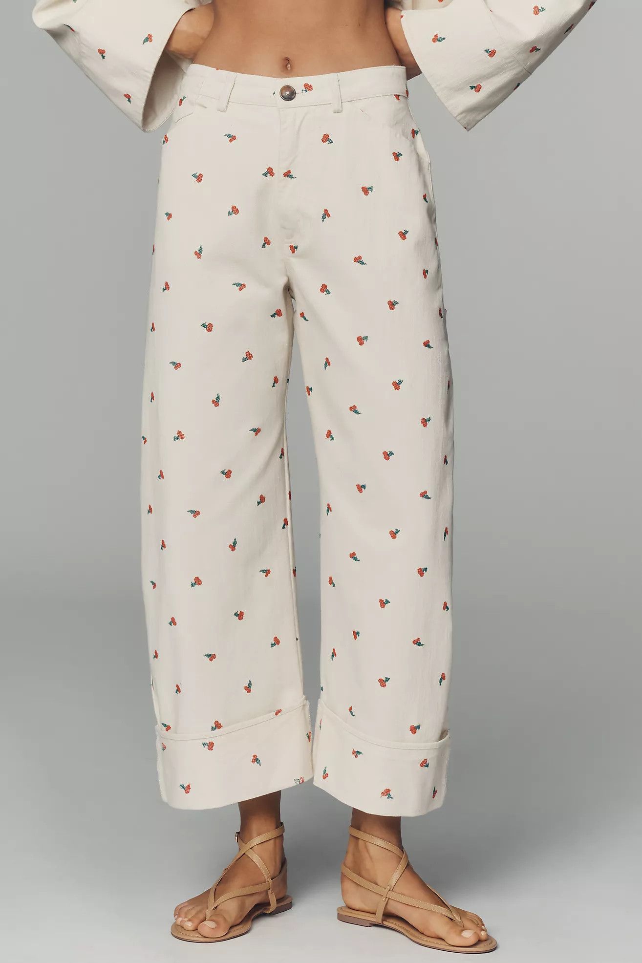 The Kayden Embroidered Carpenter Barrel Jeans by Pilcro | Anthropologie (US)