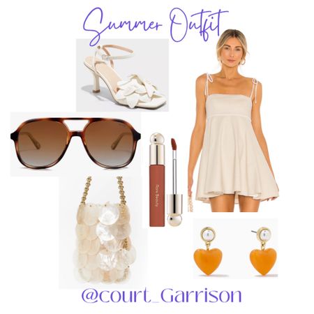 Summer date outfit! Off white dress, retro aviator Sunnies, floral shoes, heart earrings and fabulous Show Me Your Mumu bucket bag. Of course the Rare Beauty Lip Oil in the shade Honesty and the Loving Tan self tanner. Happy summer!


Travel outfit 
Bride 
Casual 
Vacation look 
Revolve 
Target 
Uncommon James

#LTKTravel #LTKParties #LTKItBag