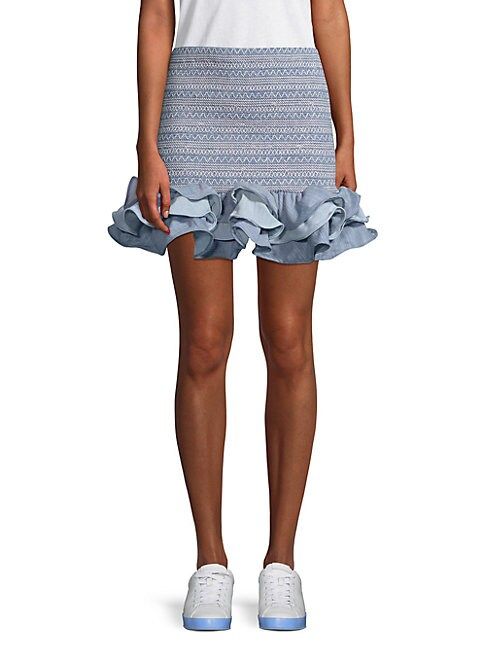 Joss Ruffled Cotton Chambray Skirt | Saks Fifth Avenue OFF 5TH