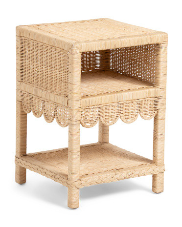 16x16x24 Rattan Scalloped Side Table | TJ Maxx