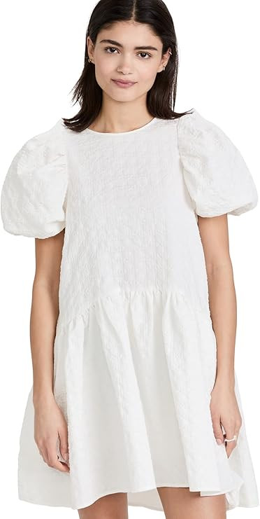 English Factory Women's Back Tie Jacquard Puff Dress | Amazon (US)